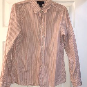 Striped Button Down Blouse Top 10P Petite